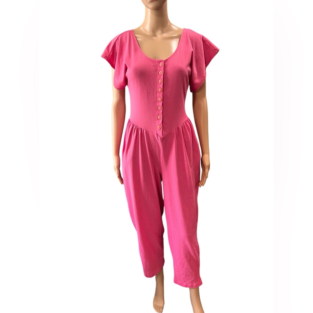 Barbiecore Appel hot Pink One Piece cotton vintage Jumpsuit Size M - Picture 5 of 12